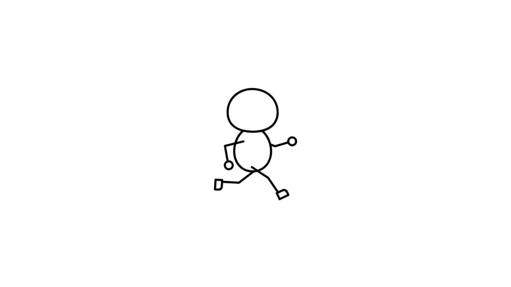uciekający stick man